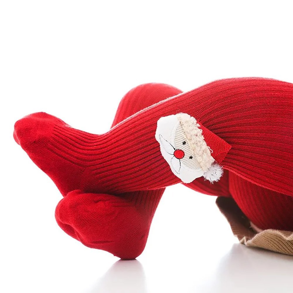 Little Surprise Box Red Christmas Glitter Santa Full Length Stockings For Toddlers