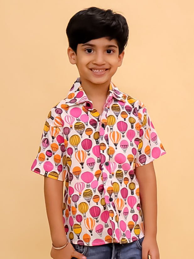 Cloud Hoppers Multi Color Cotton Half Sleeve Shirt For Boys