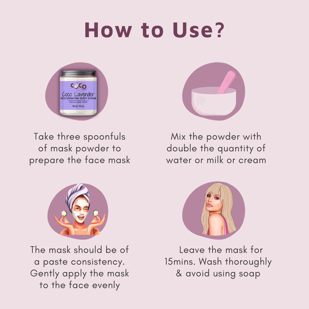 Coco Crush Lavender Face Pack Skin Lightening Brightening Soothing 1.76oz