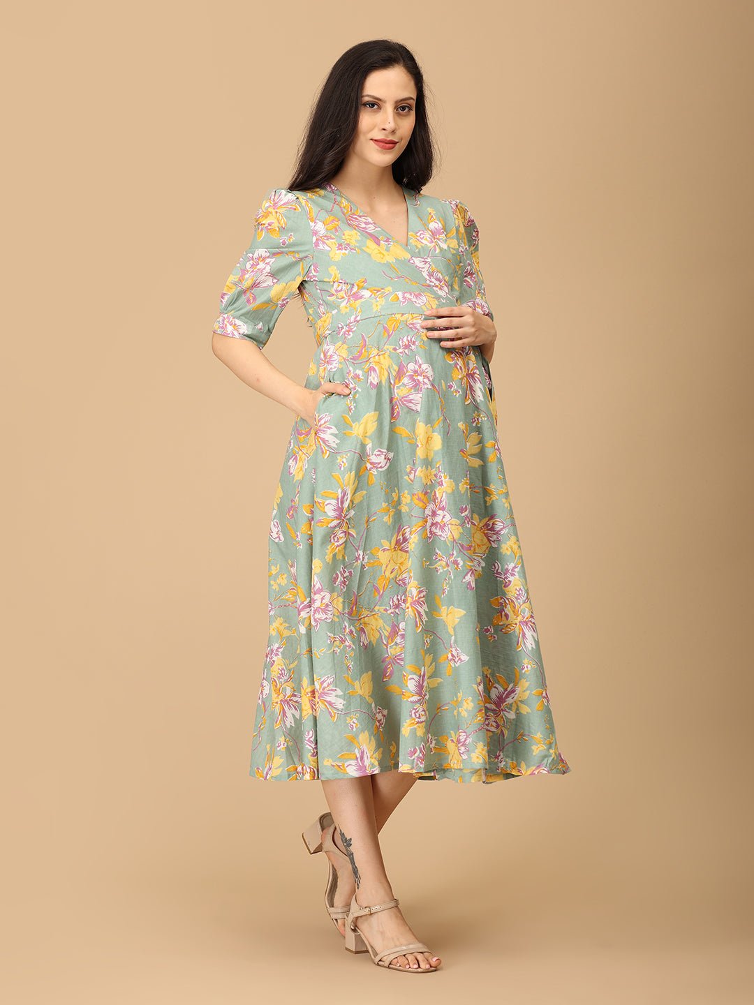  Color Crush Maternity and Nursing Wrap Dress Multi