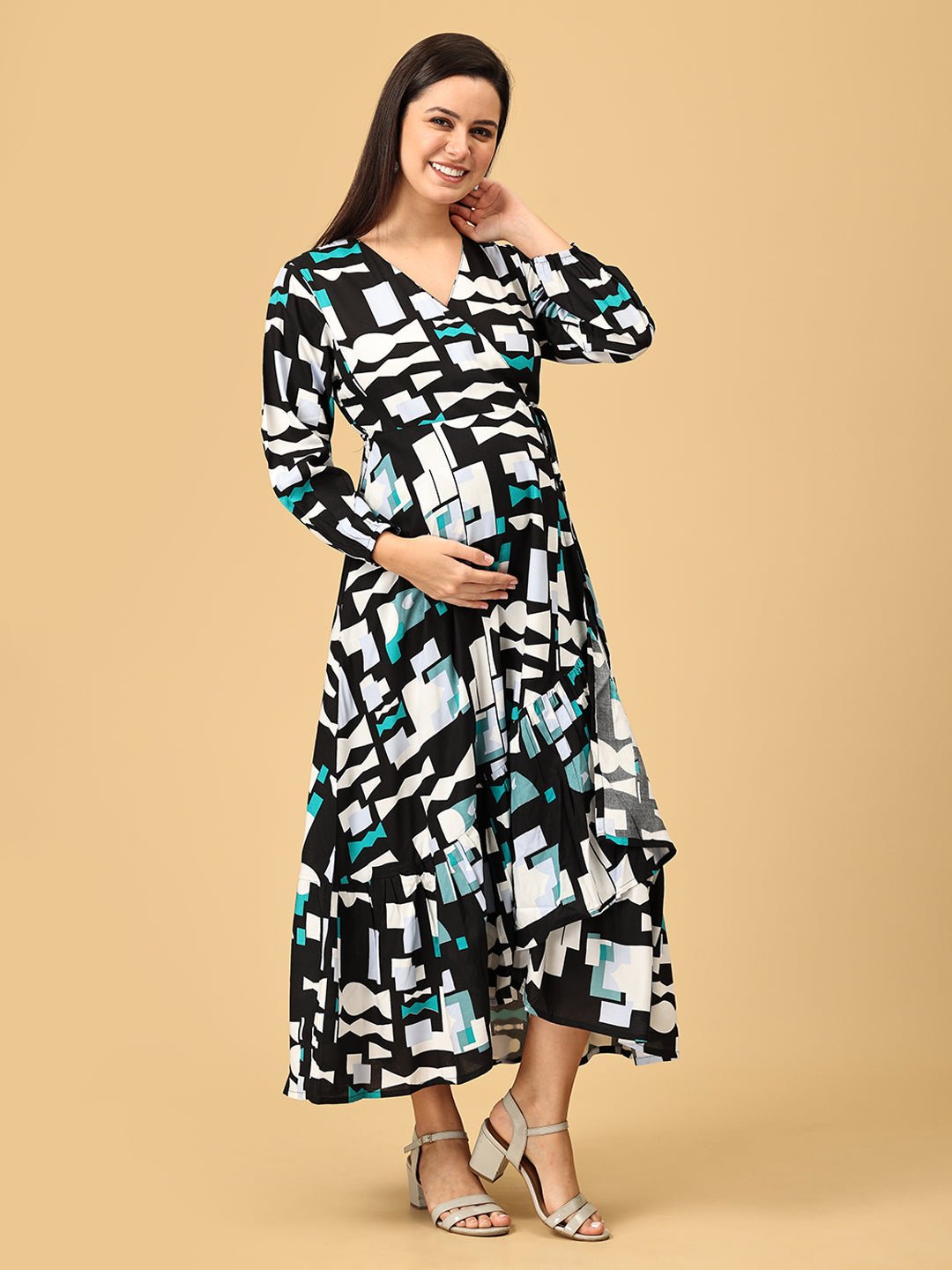 Color Me Black Maternity and Nursing Dress Multi