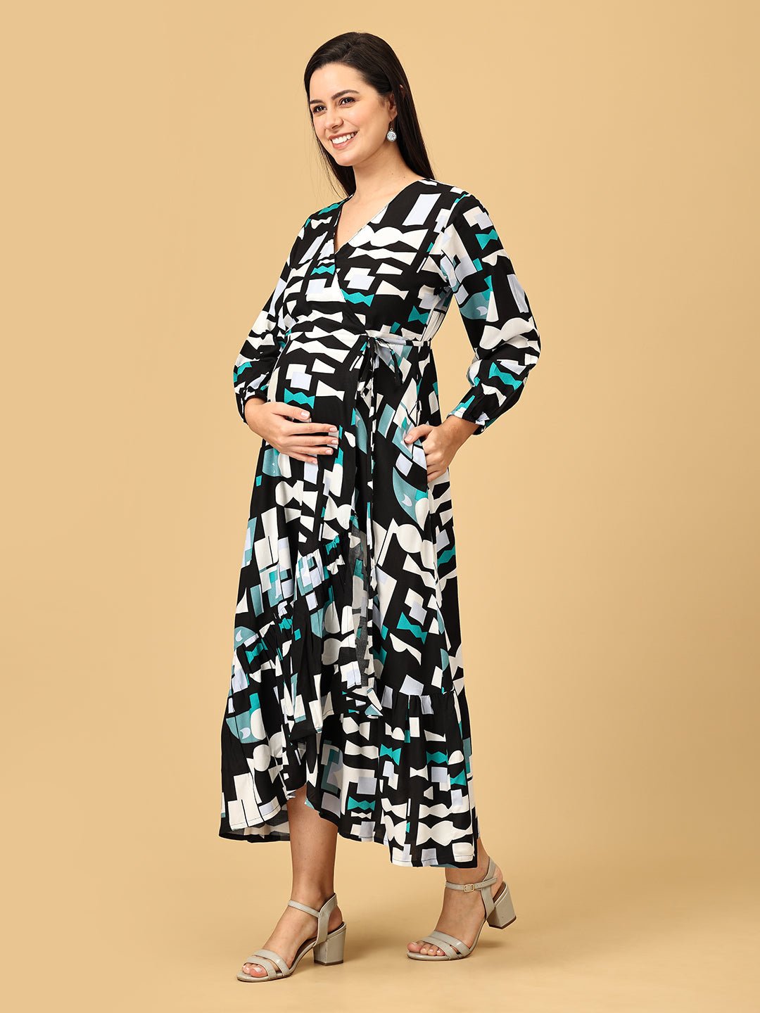  Color Me Black Maternity and Nursing Dress Multi