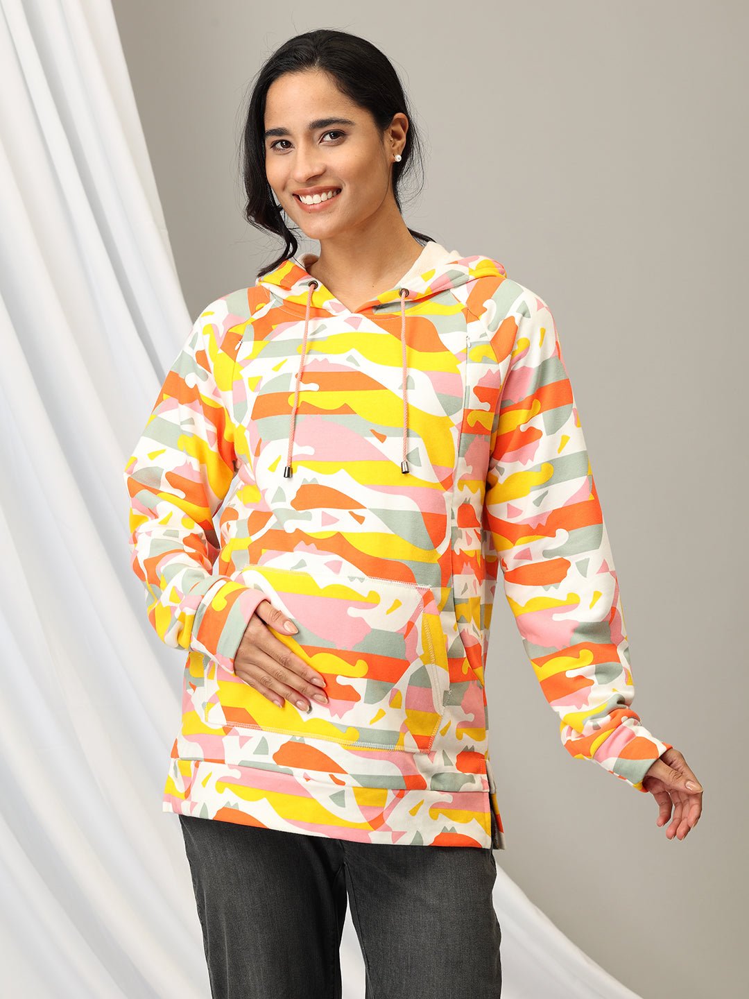  Color Splash Maternity and Nursing Hoodie Sweatshirt Multi