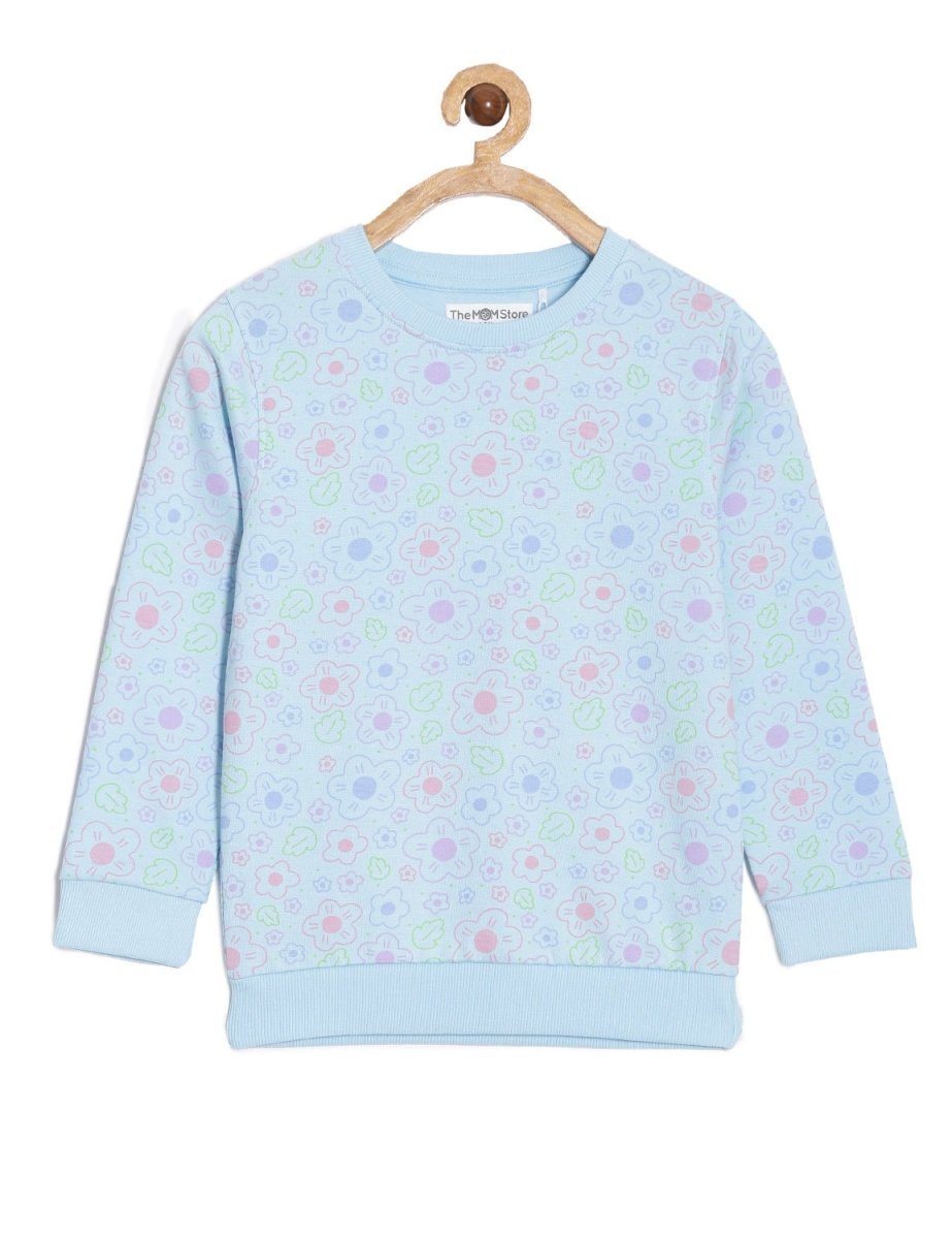 Blue Colourful Daisies Jogger Set For Girls