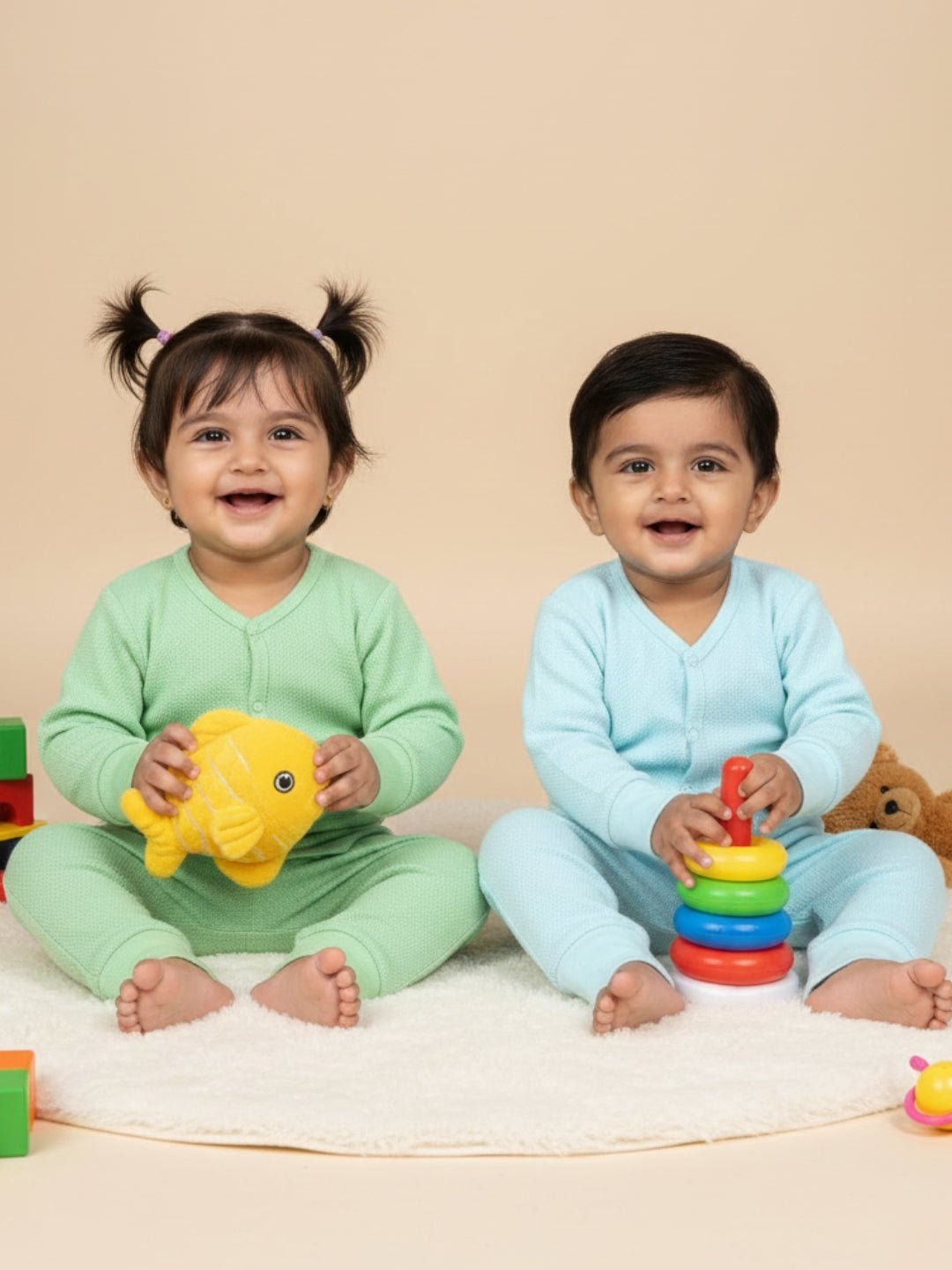  Pastel Blue And Green Infant Set Combo Pack Of 2