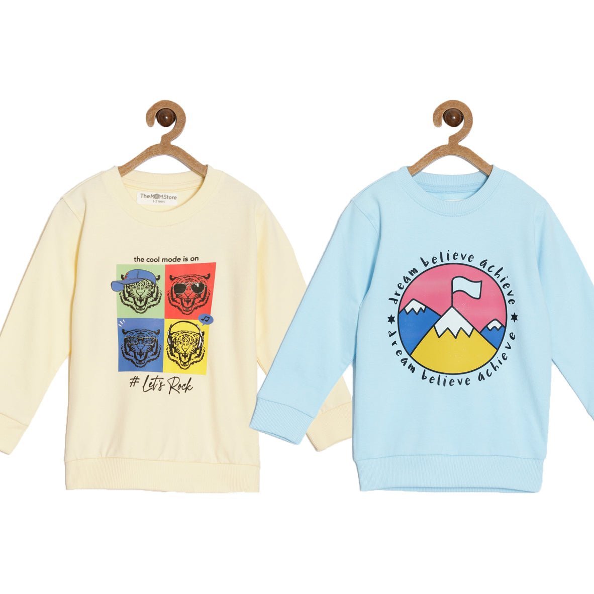 Multi Color Cotton French Terry Sweatshirts For Kids Pack of 2