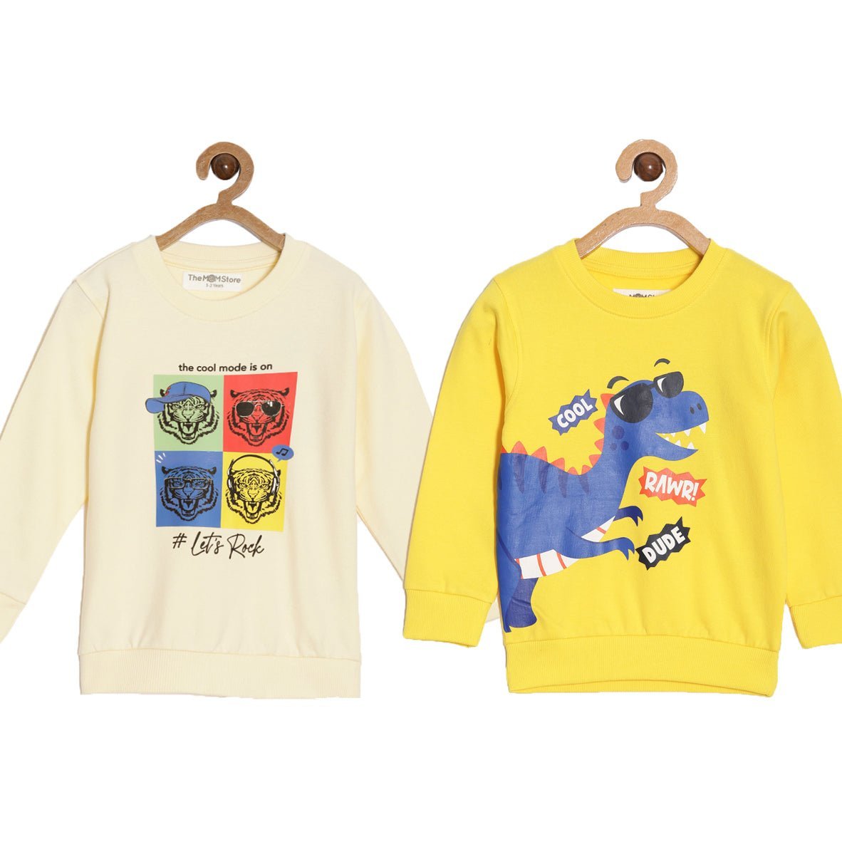 Multi Color Cotton French Terry Sweatshirts For Kids Pack of 2