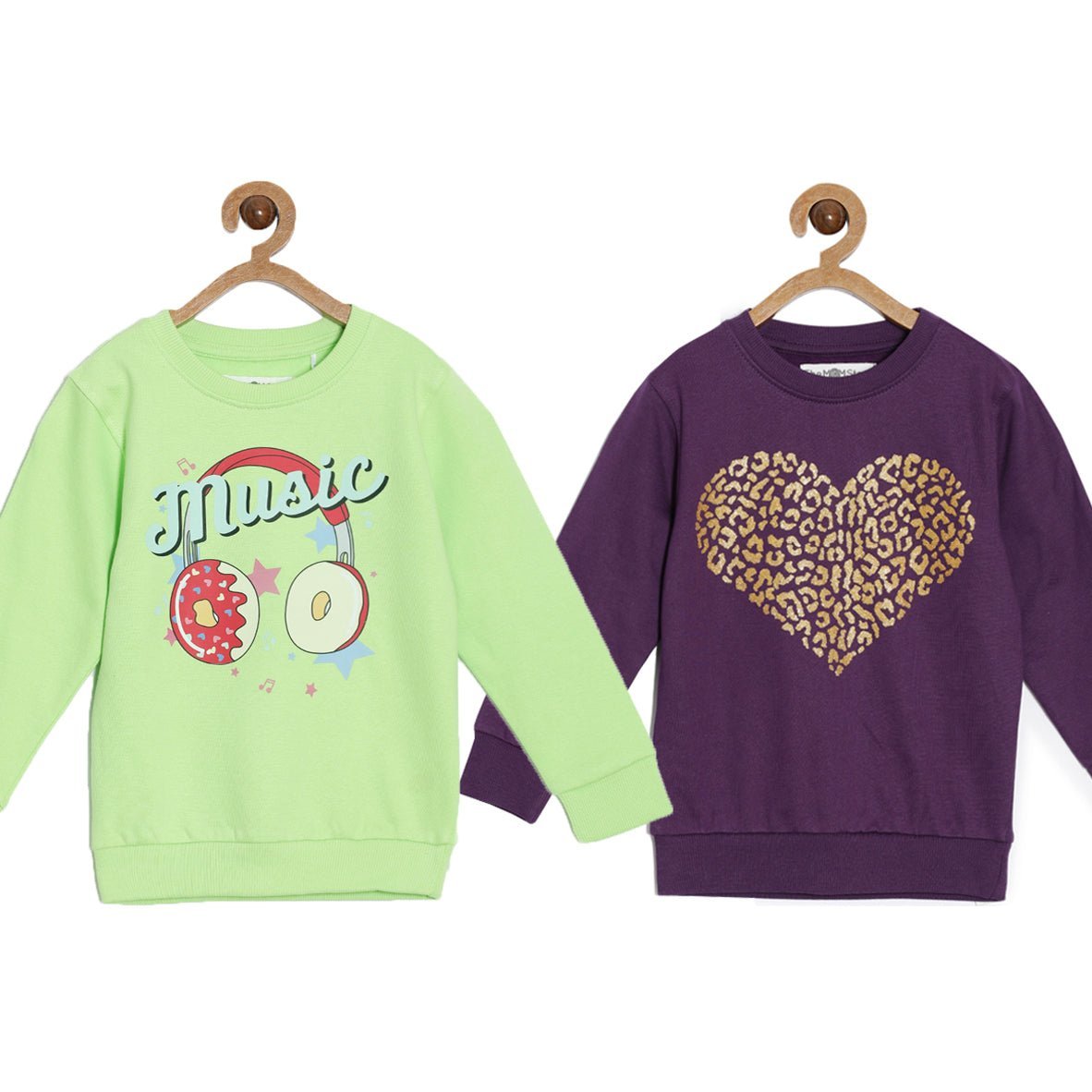 Multi Color Cotton French Terry Sweatshirts For Kids Pack of 2