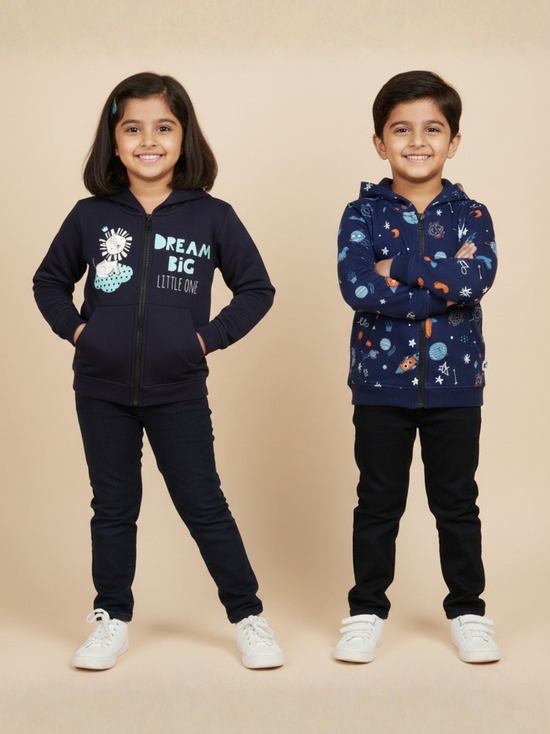  Kids Hooded Zipper Jacket Combo Pack of 2
