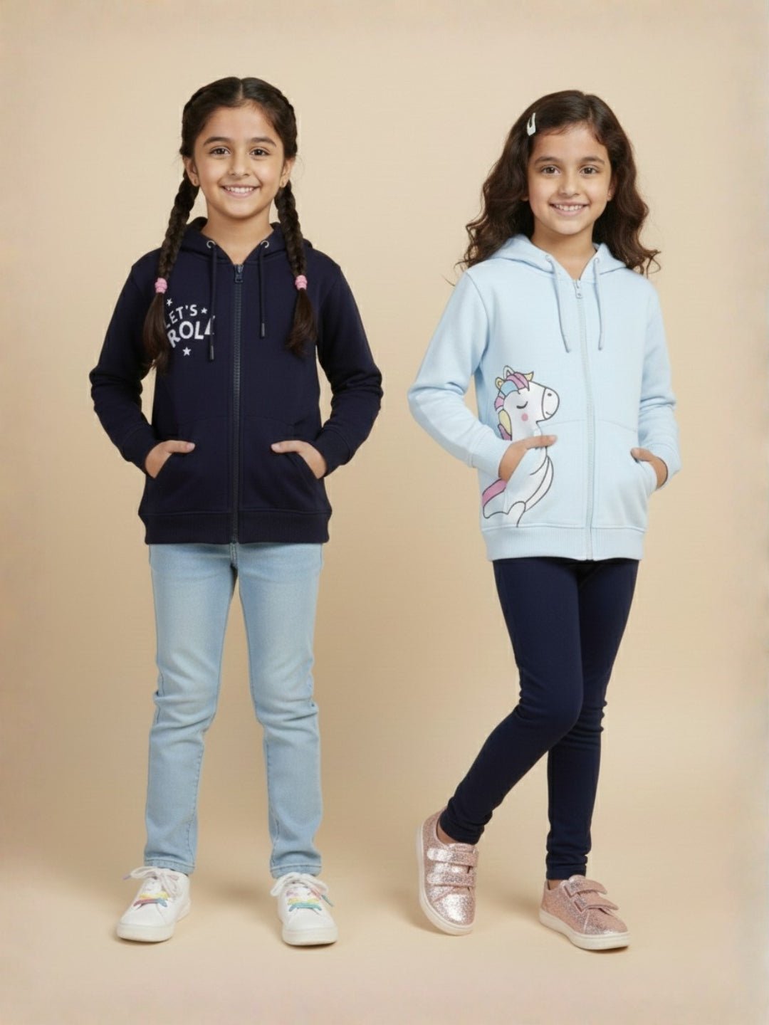  Kids Hooded Zipper Jacket Combo Pack of 2