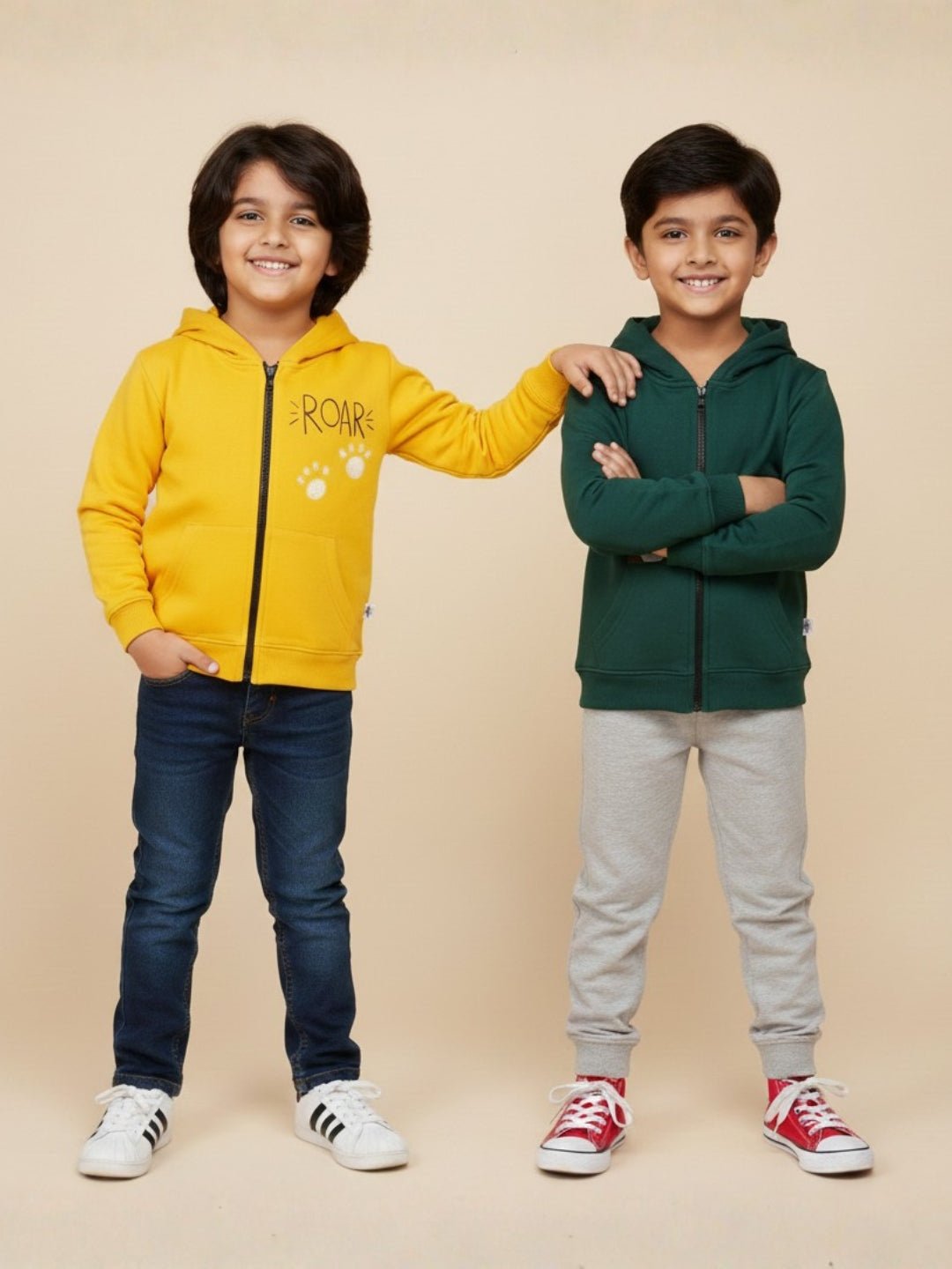  Kids Hooded Zipper Jacket Combo Pack of 2