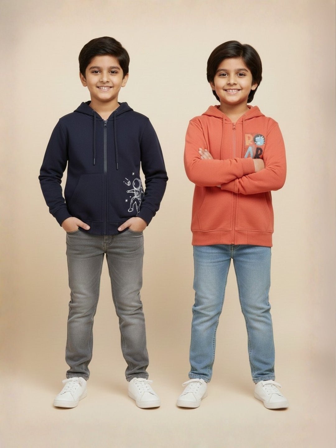  Kids Hooded Zipper Jacket Combo Pack of 2