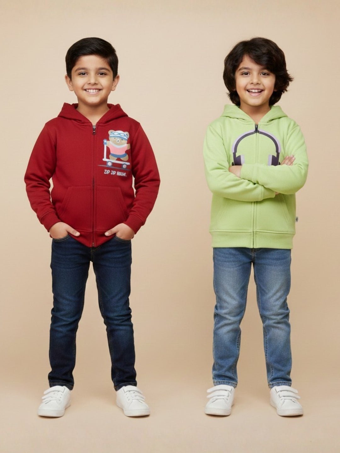  Kids Hooded Zipper Jacket Combo Pack of 2