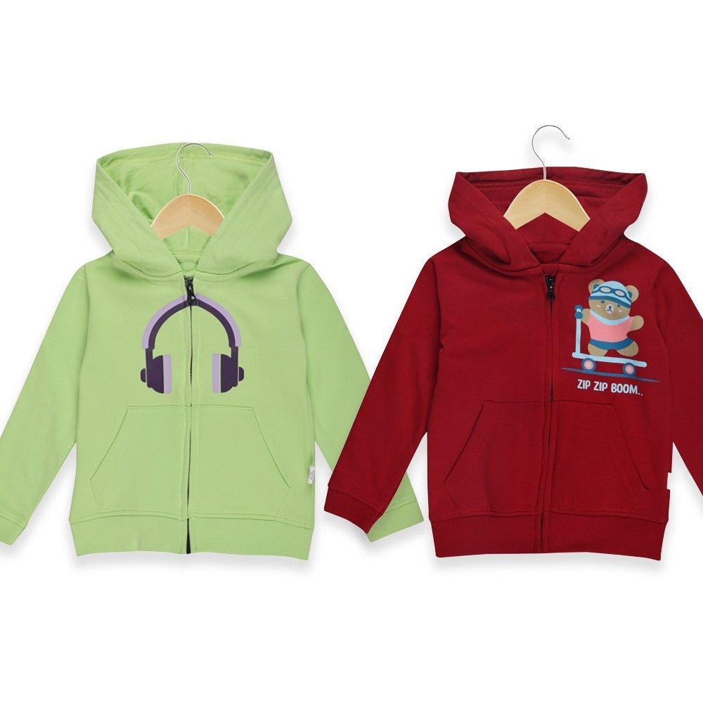  Kids Hooded Zipper Jacket Combo Pack of 2