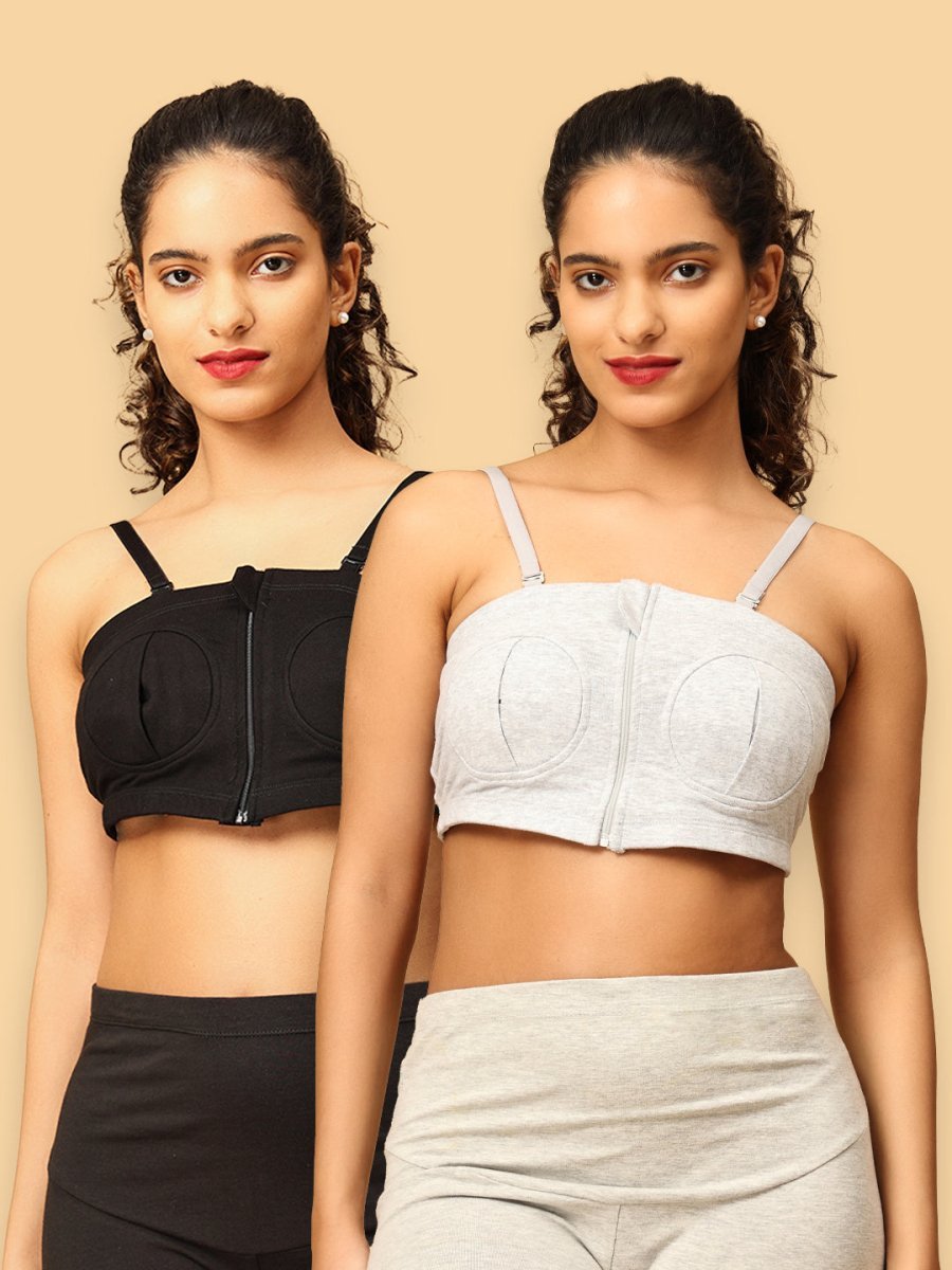  Combo of 2 Nursing Pumping Bra Black & Grey