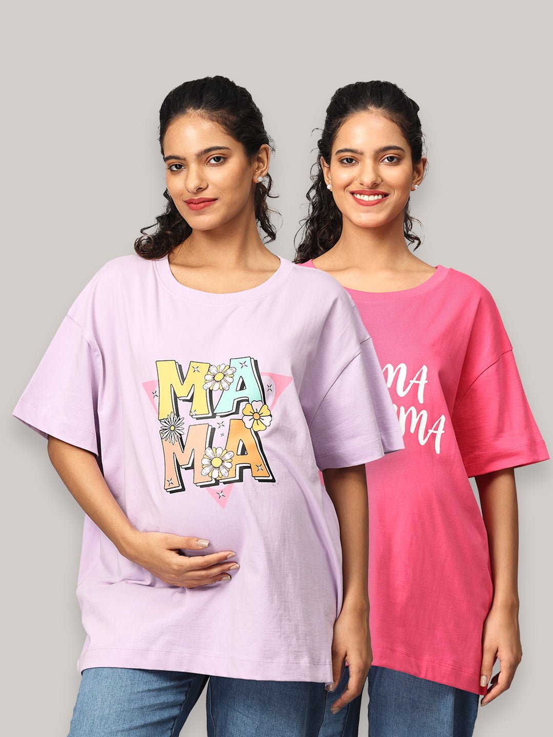  Mumma Oversized Maternity and Nursing T shirt Combo Option A