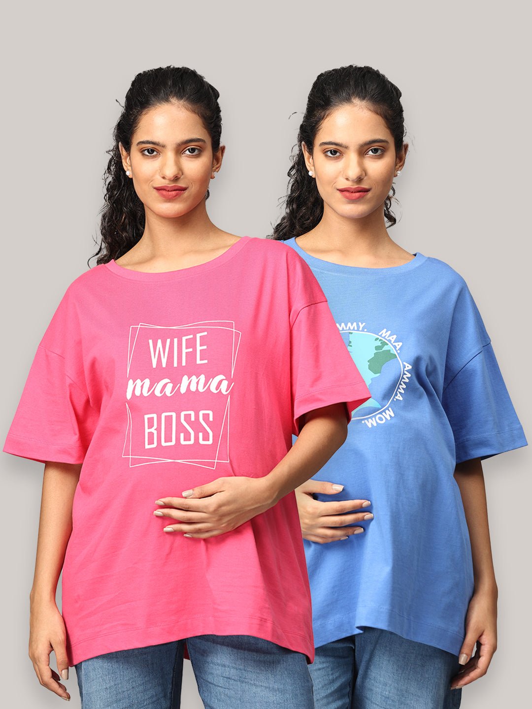  Mumma Oversized Maternity and Nursing T shirt Combo Option A