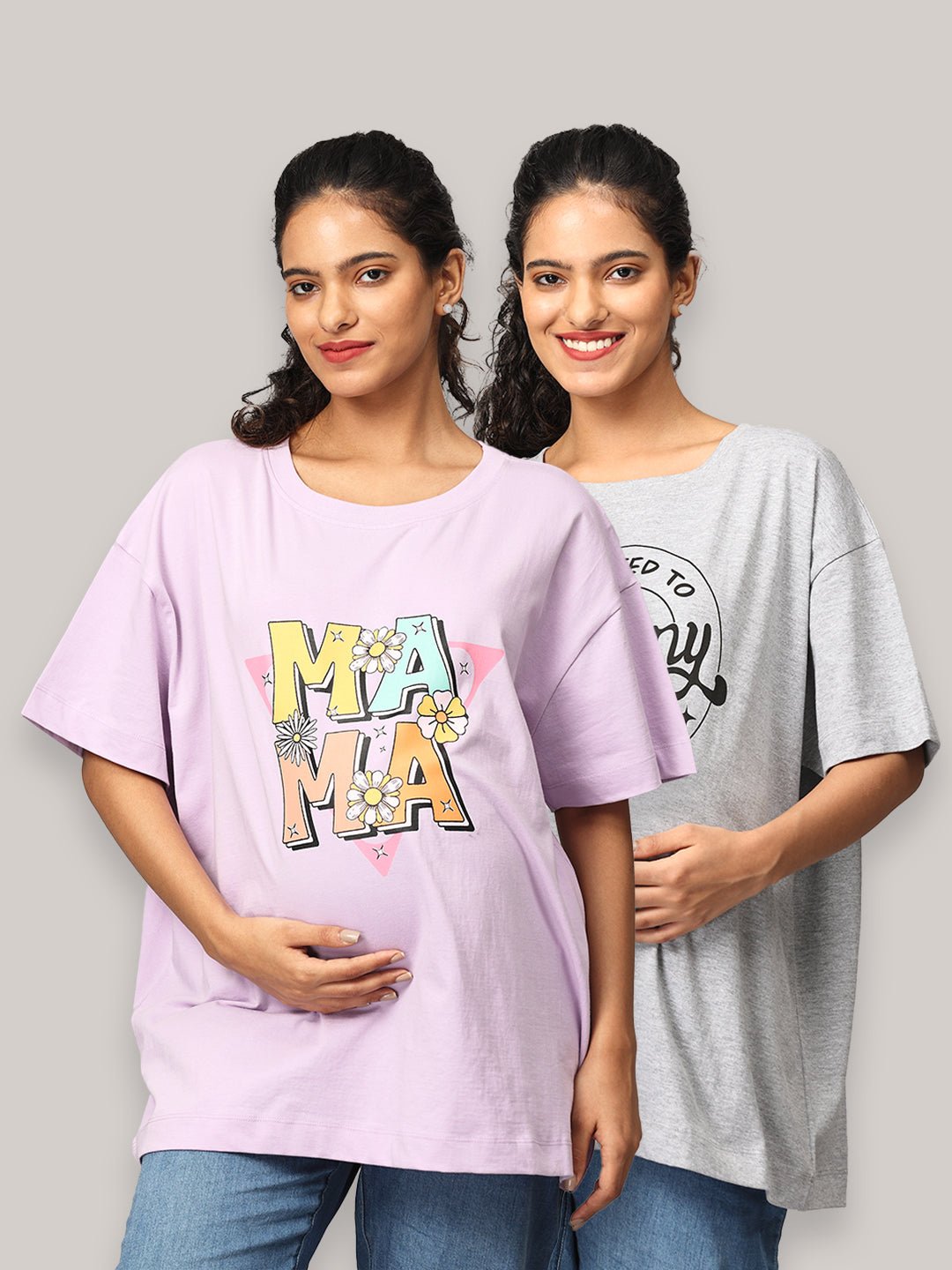  Mumma Oversized Maternity and Nursing T shirt Combo Option A