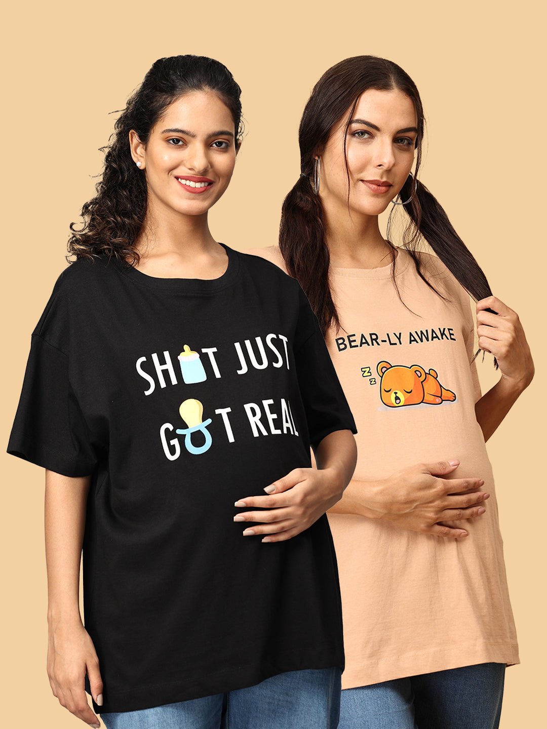  Mumma Oversized Maternity and Nursing T shirt Combo Option A