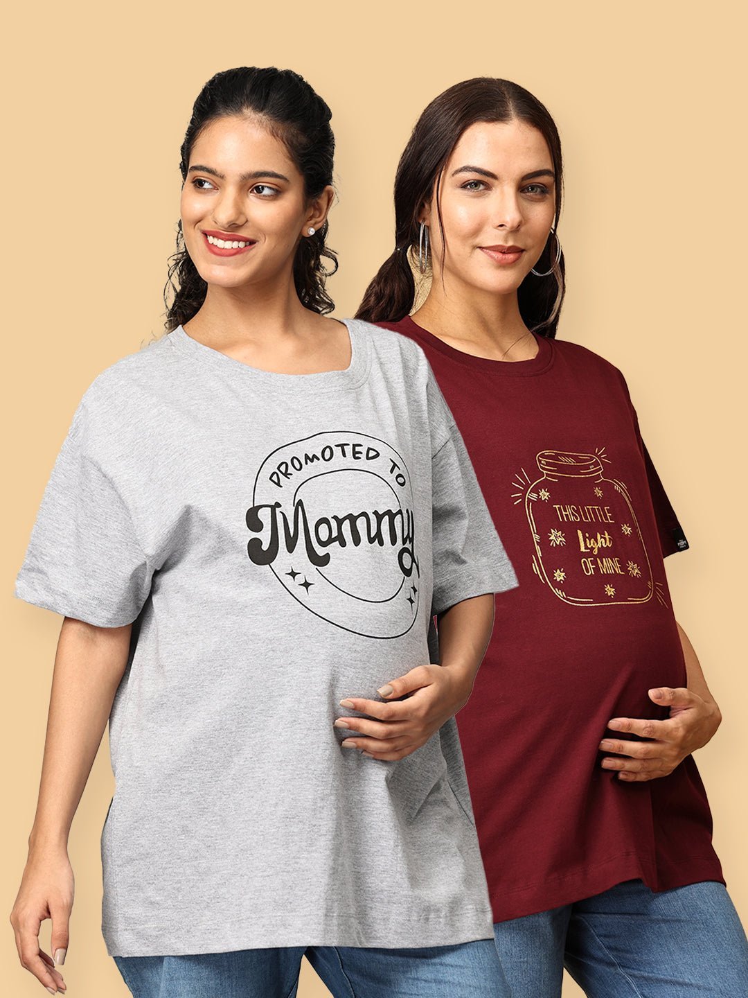  Mumma Oversized Maternity and Nursing T shirt Combo Option A