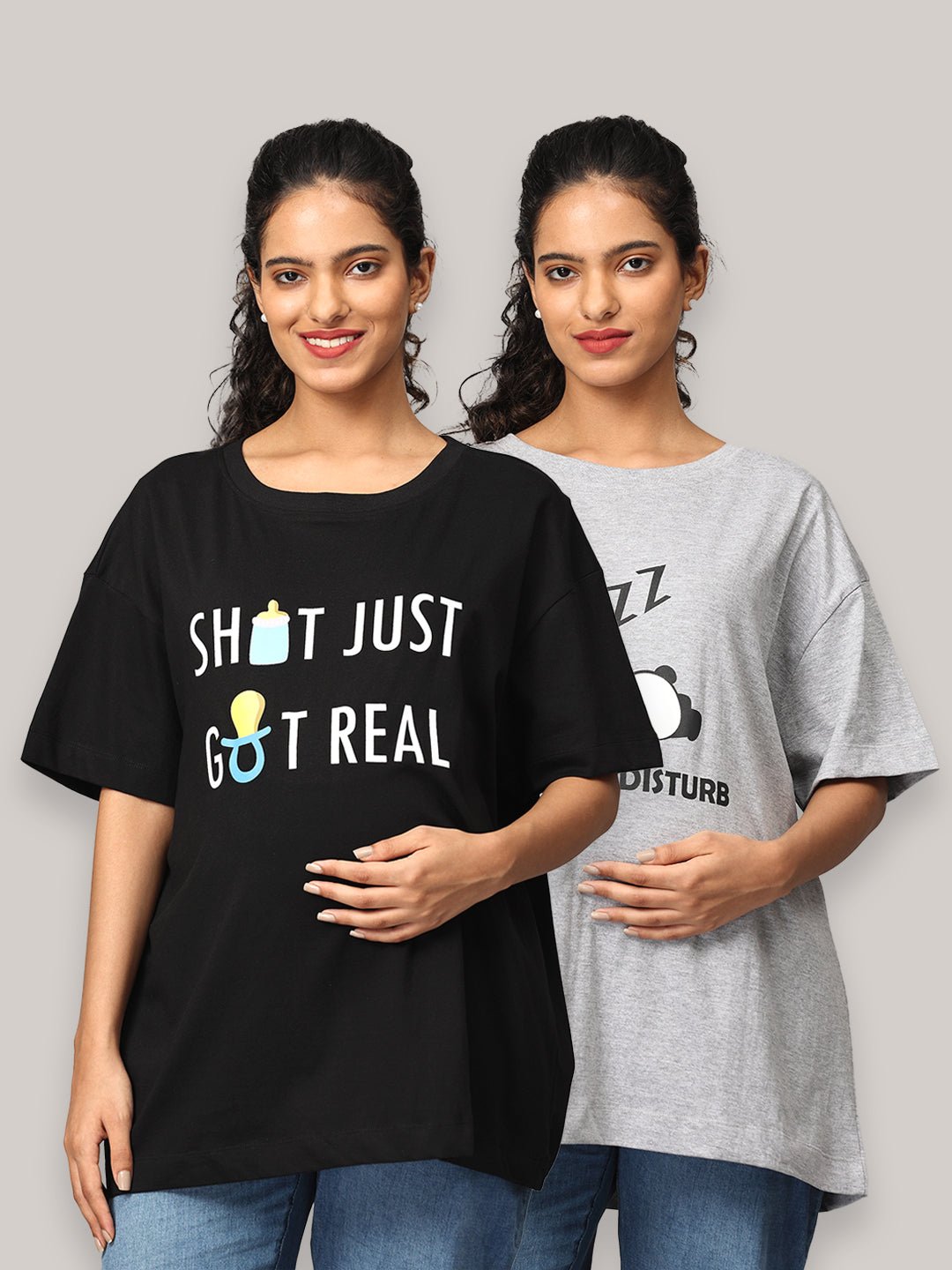  Mumma Oversized Maternity and Nursing T shirt Combo Option A