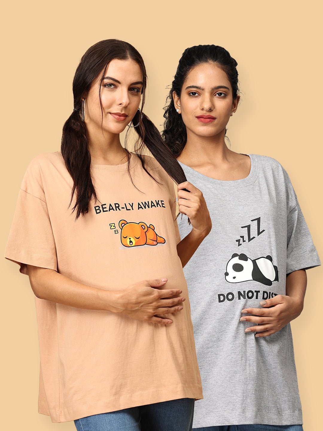  Mumma Oversized Maternity and Nursing T shirt Combo Option A
