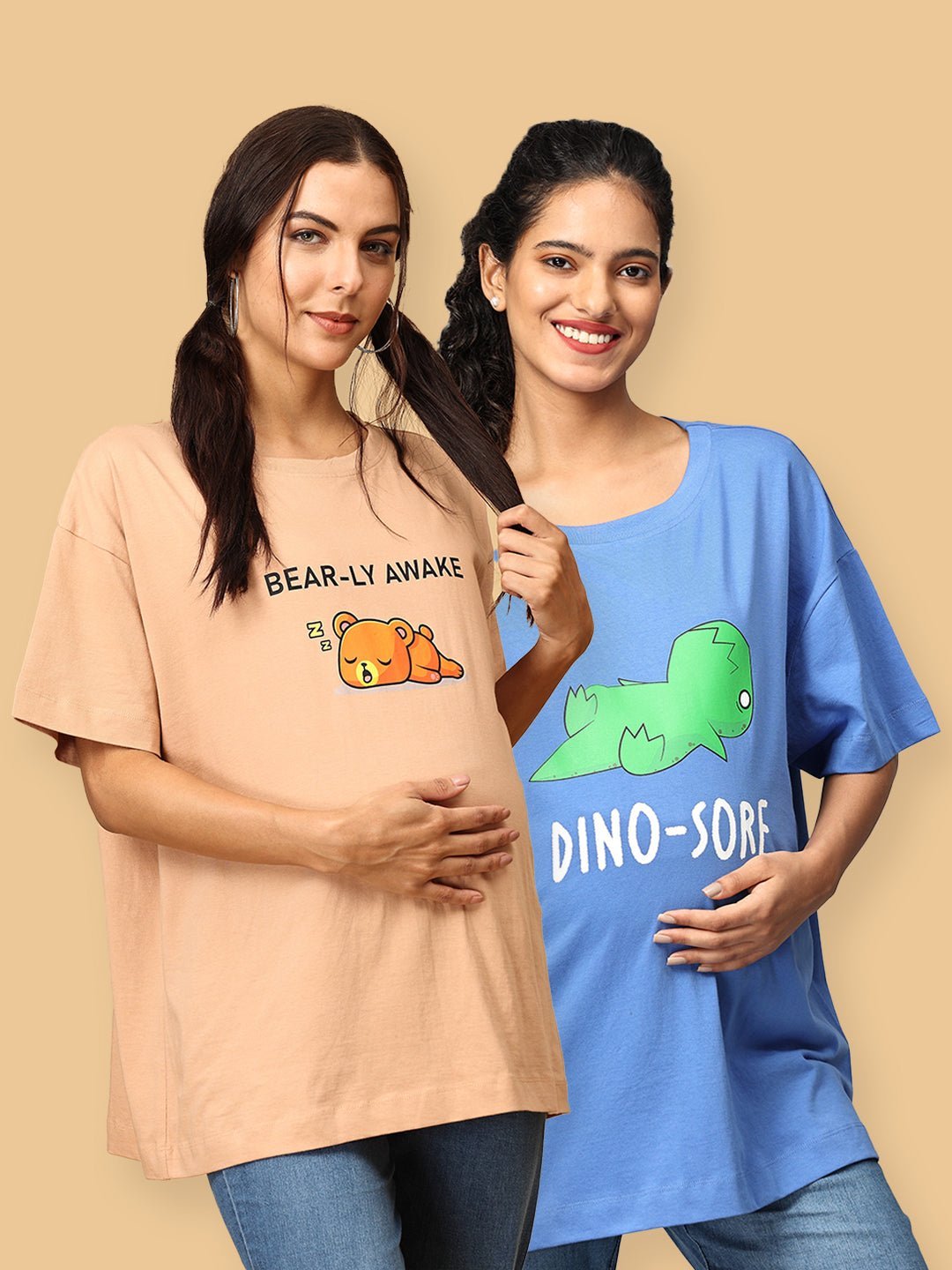  Mumma Oversized Maternity and Nursing T shirt Combo Option A