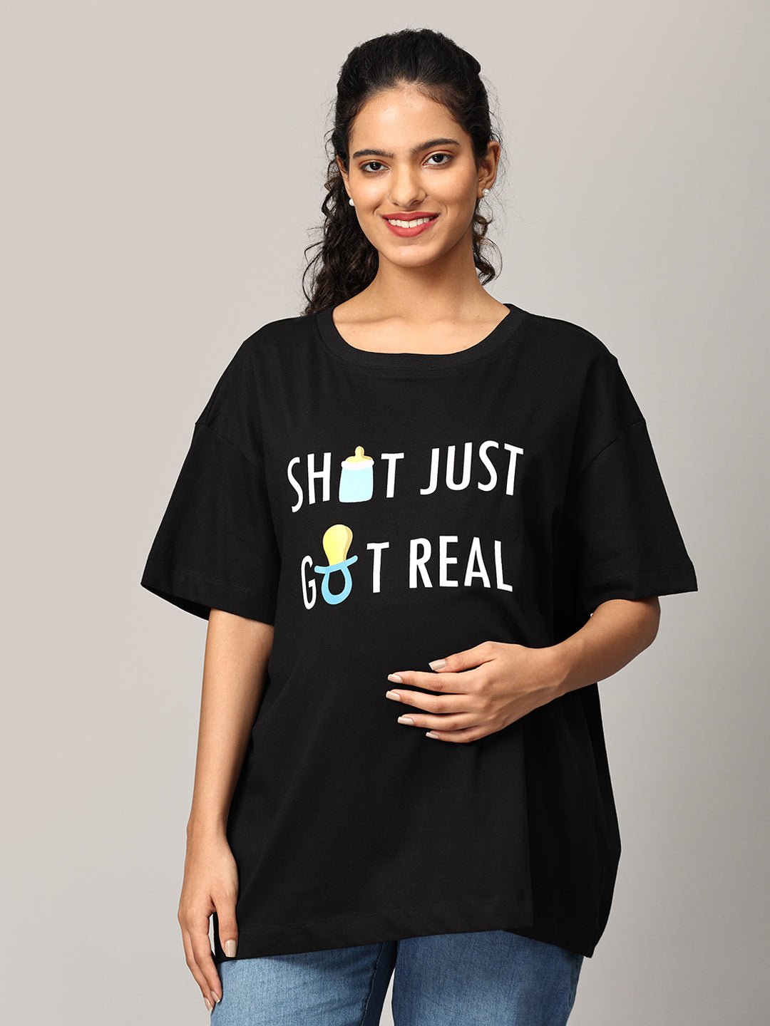  Mumma Oversized Maternity and Nursing T shirt Combo Option A