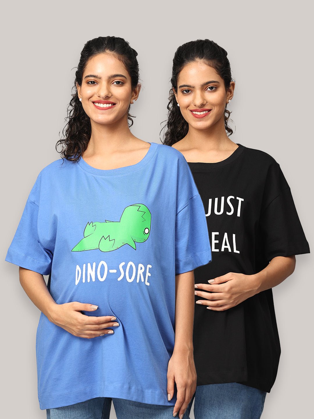  Mumma Oversized Maternity and Nursing T shirt Combo Option A