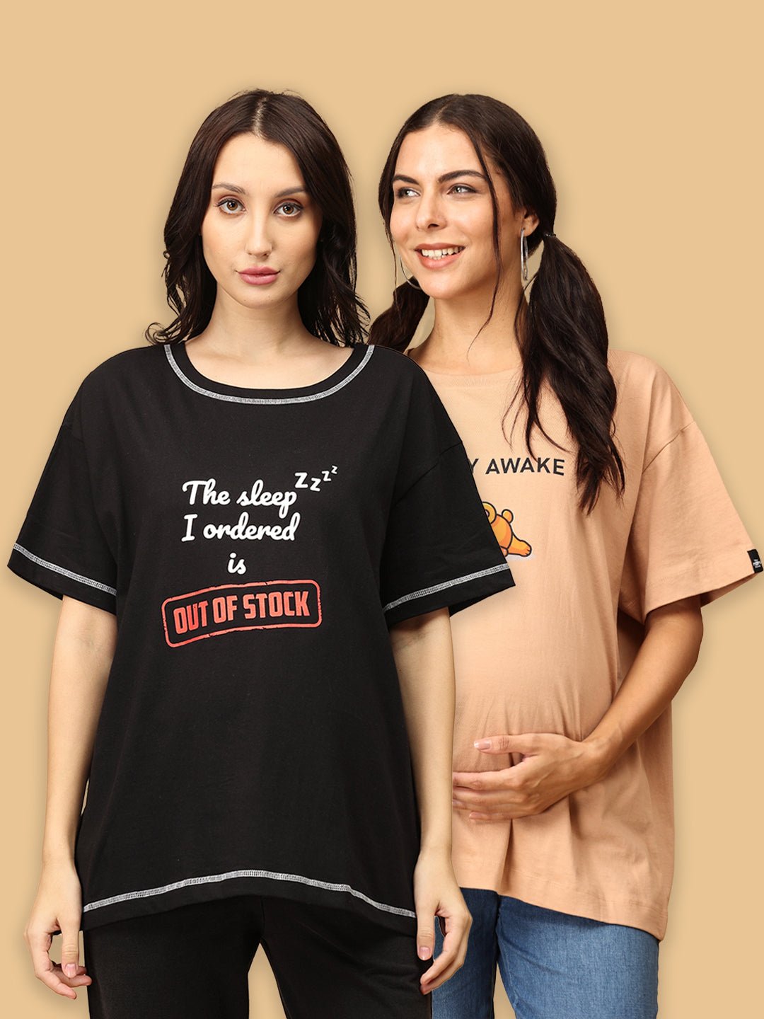  Mumma Oversized Maternity and Nursing T shirt Combo Option B