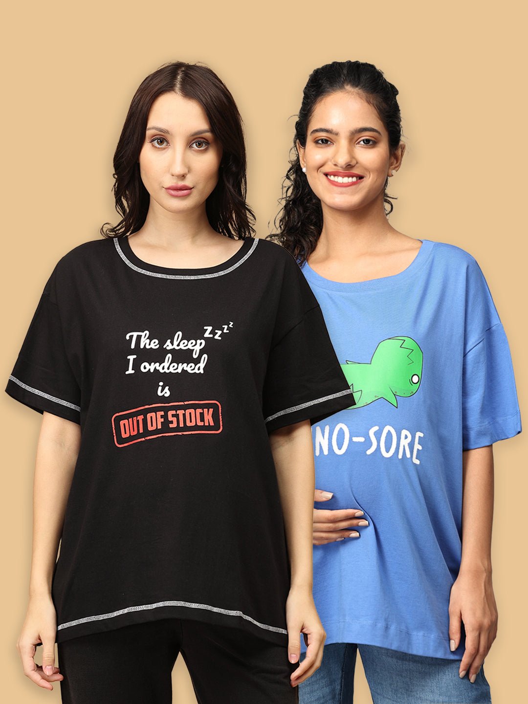  Mumma Oversized Maternity and Nursing T shirt Combo Option B