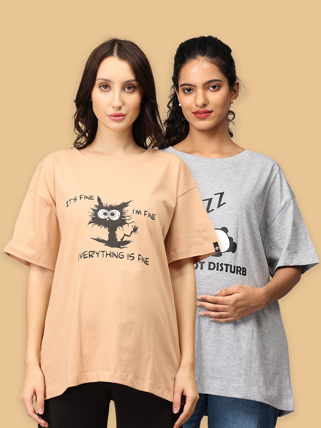  Mumma Oversized Maternity and Nursing T shirt Combo Option B