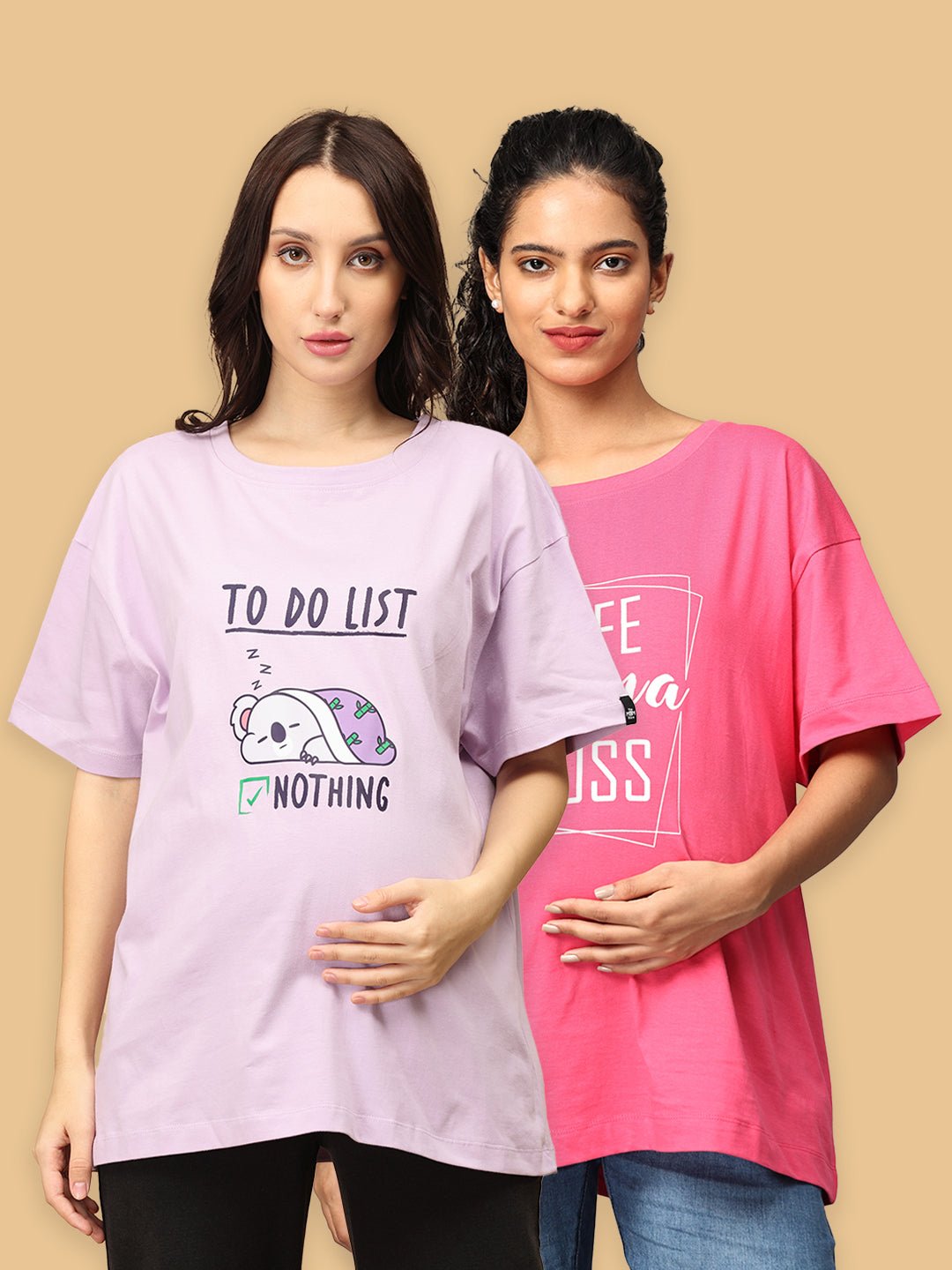  Mumma Oversized Maternity and Nursing T shirt Combo Option B