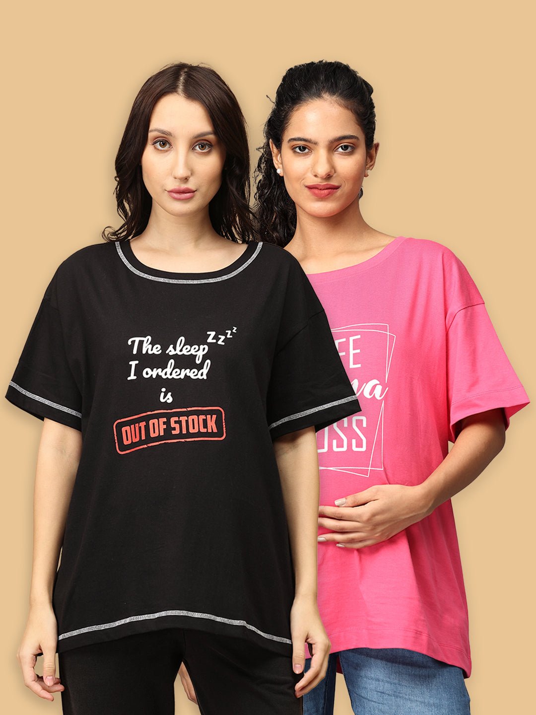  Mumma Oversized Maternity and Nursing T shirt Combo Option B