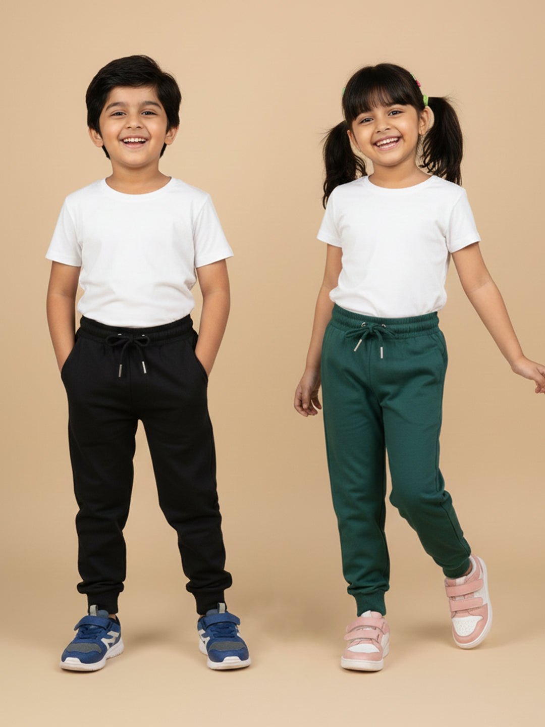 Neon Green Light Blue Winter Sweatpants For Kids