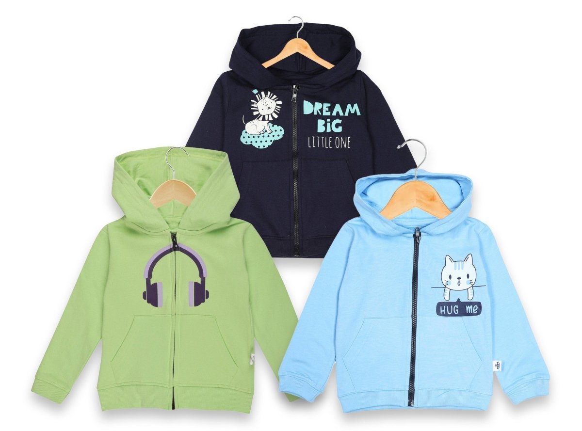 Combo Of 3 Kids Hooded Zipper Jackets