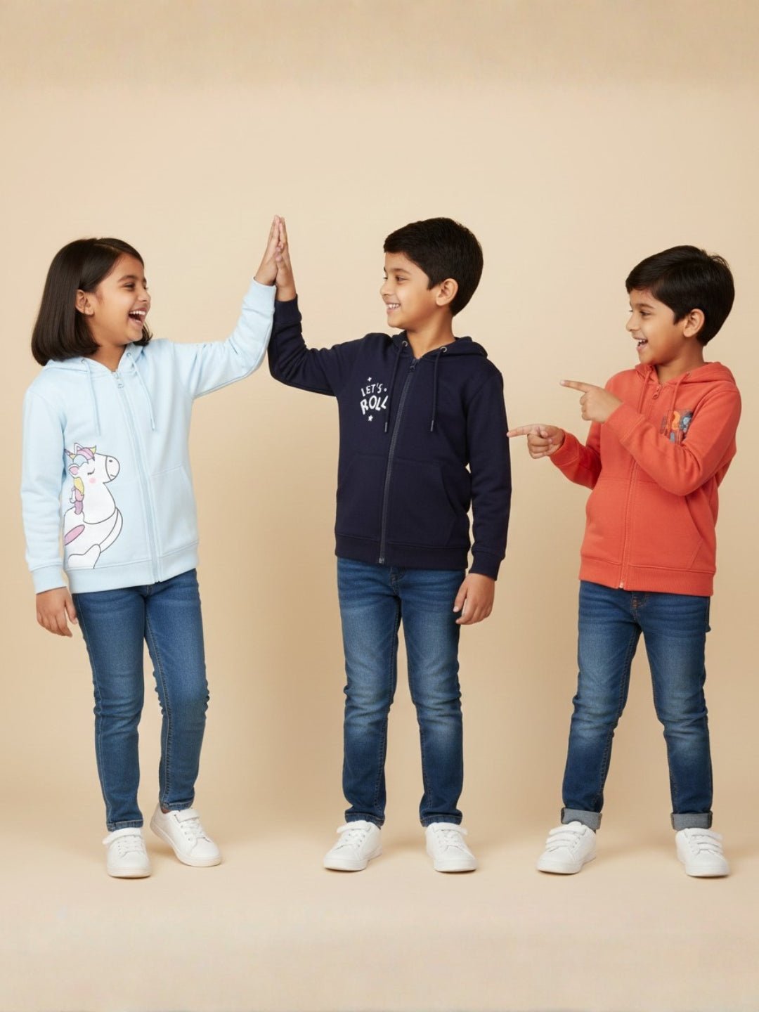 Combo Of 3 Kids Hooded Zipper Jackets