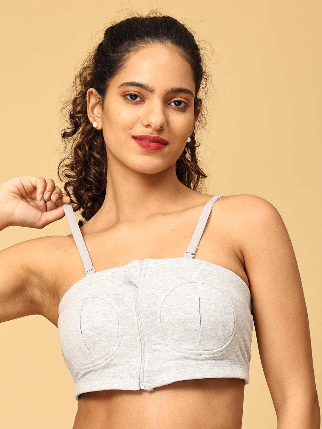  Nursing Pumping Bra Black Beige & Grey