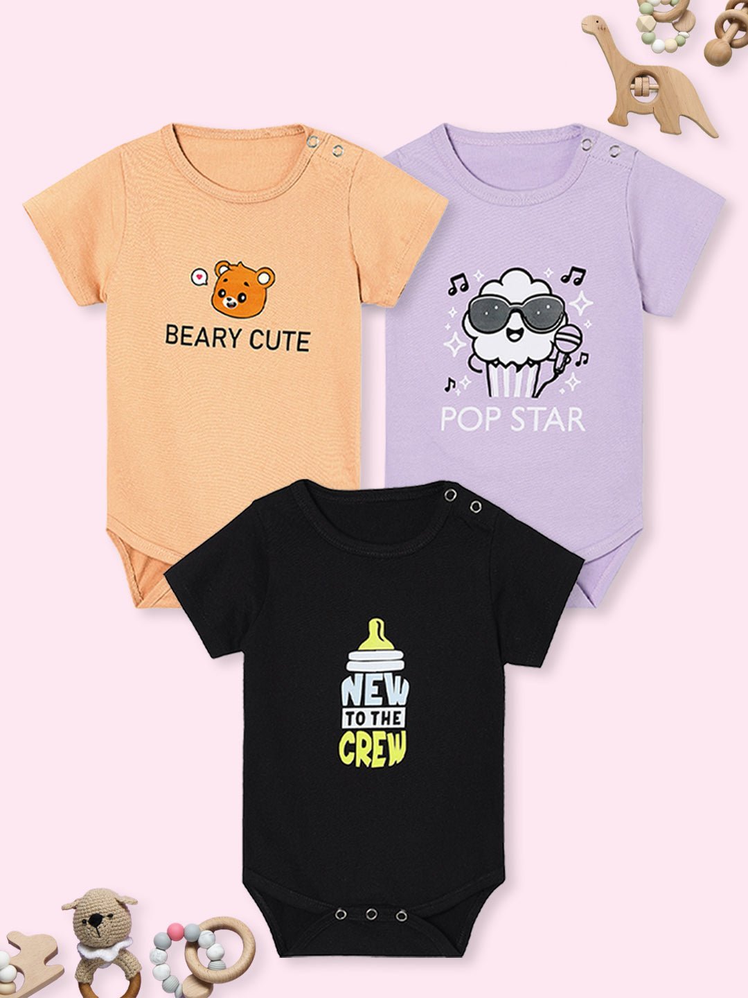  Chest Printed Infant Baby Onesie Combo 3-Pack