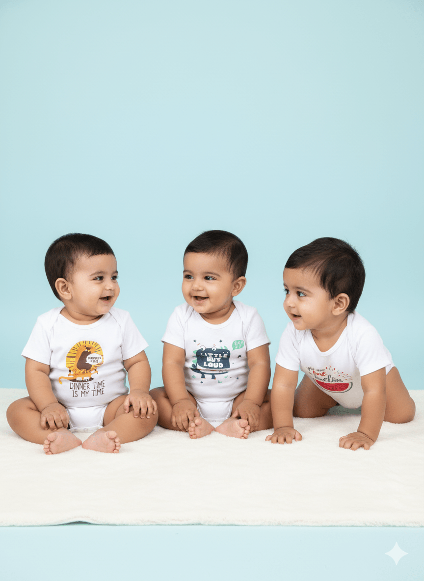  Chest Printed Infant Baby Onesie Combo 3-Pack