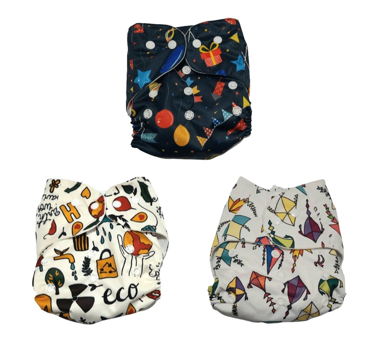 Combo Of 3 Reusable Waterproof Cloth Diapers For Babies