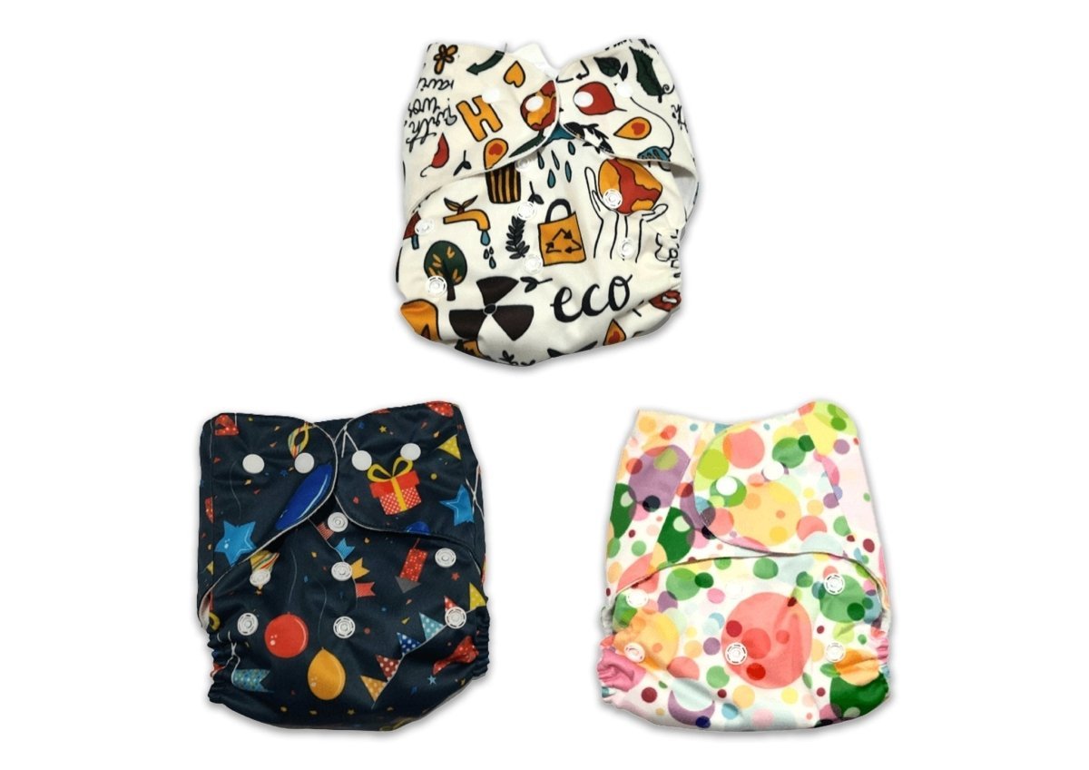 Option H Combo Of 3 Reusable Cloth Diapers For Babies