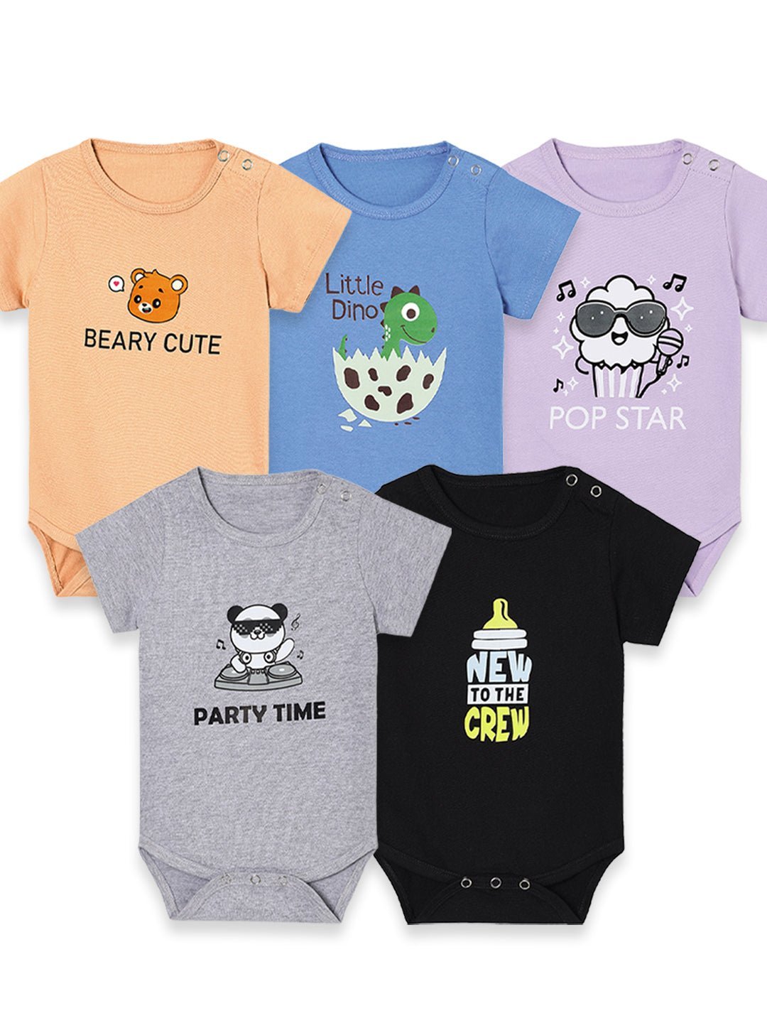  Chest Printed Infant Baby Onesie Combo 5-Pack