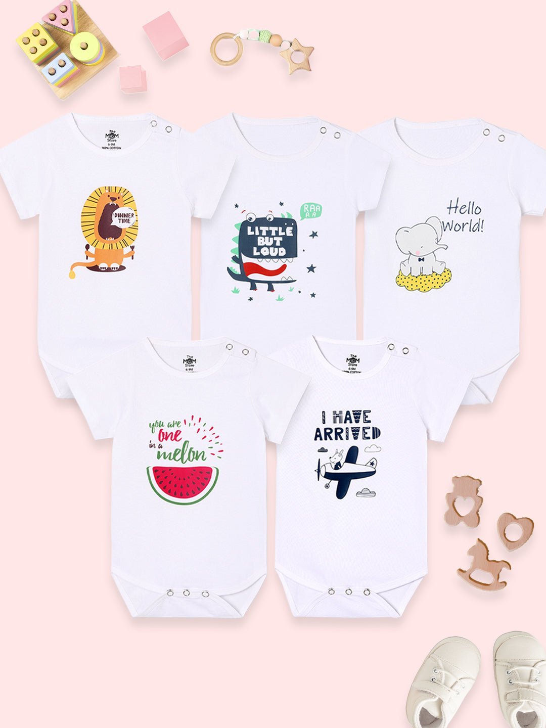  Chest Printed Infant Baby Onesie Combo 5-Pack