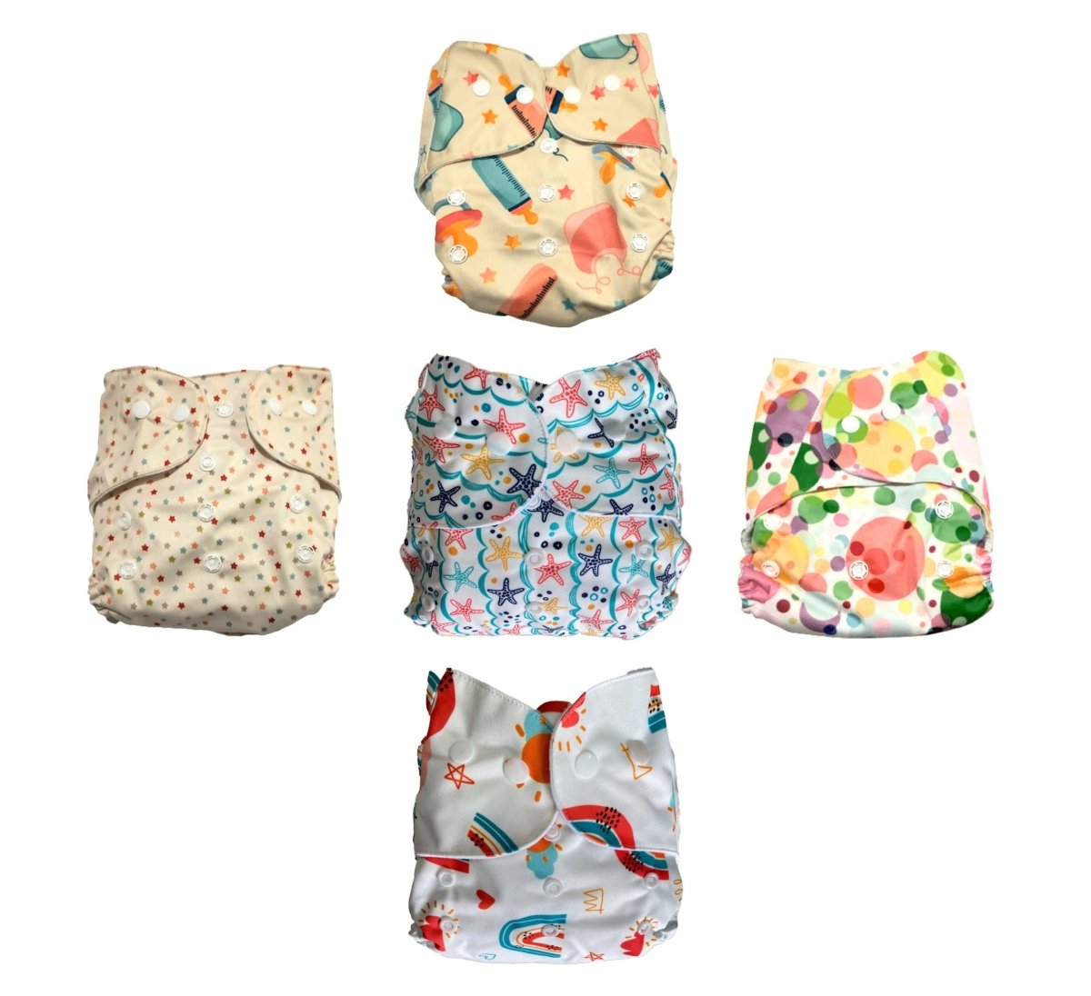 Option 7 Waterproof 5 Piece Reusable Cloth Diaper Set For Babies