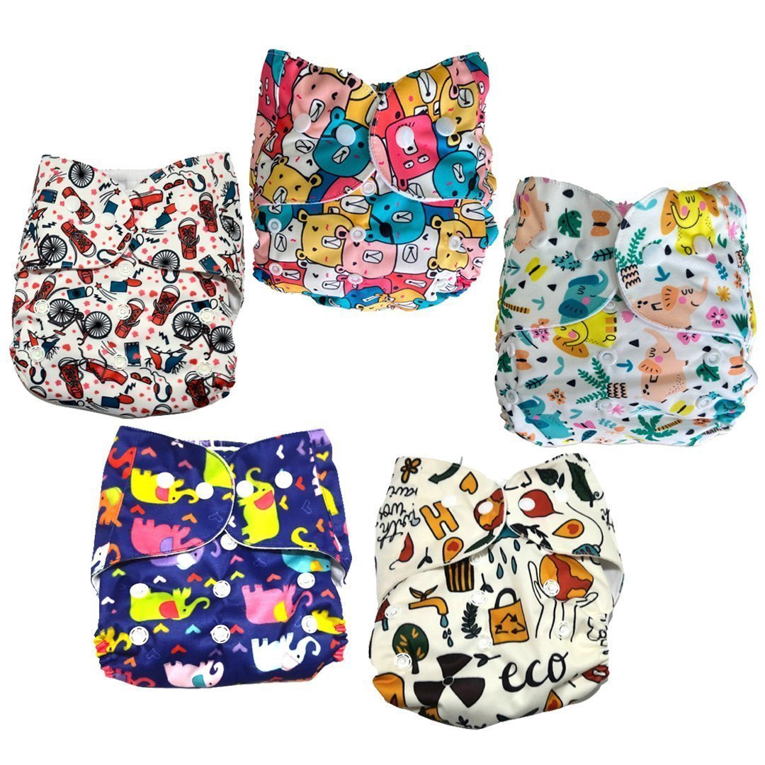 Option F Reusable Pocket Cloth Diapers 5 Pack For Babies
