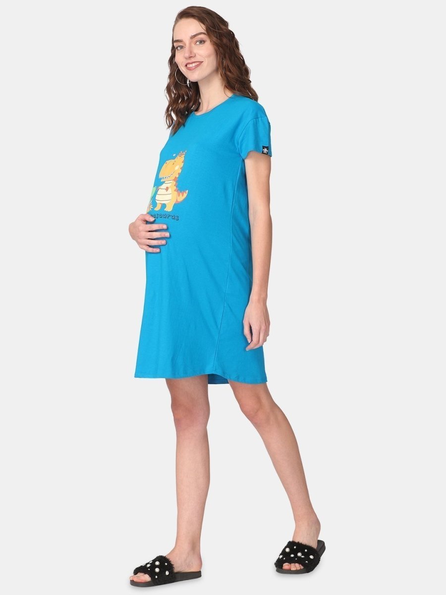  Combo Of Pregasaurus Mommy To Be Maternity T-Shirt Dress Multi