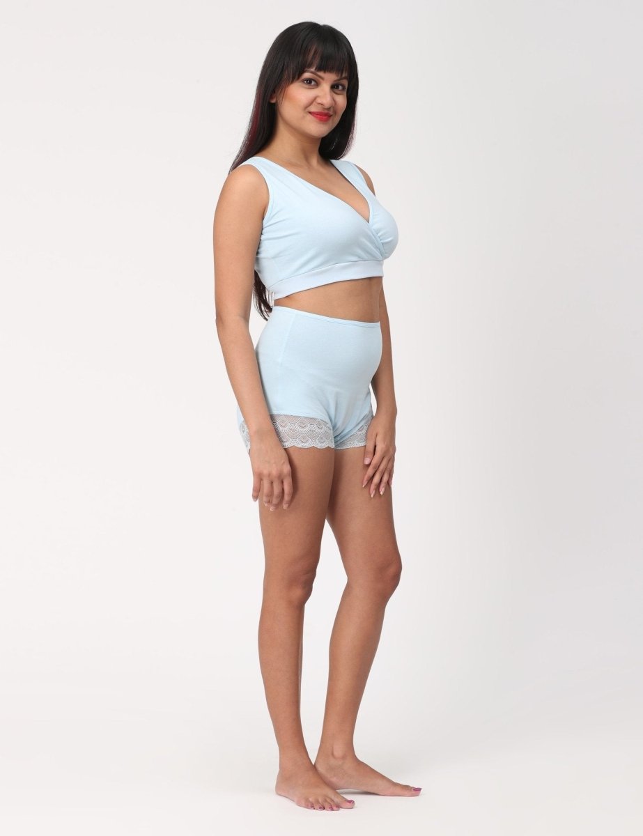  Combo of Sky Blue High Waist Lace Panty and Bra Sky Blue