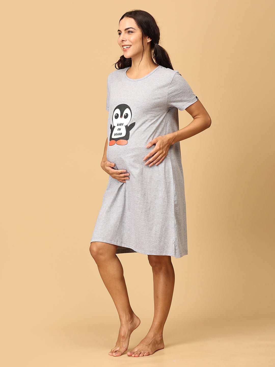  Combo Of 2 Sleepy Mumma Baby On Board Maternity T-Shirt Dress Multi