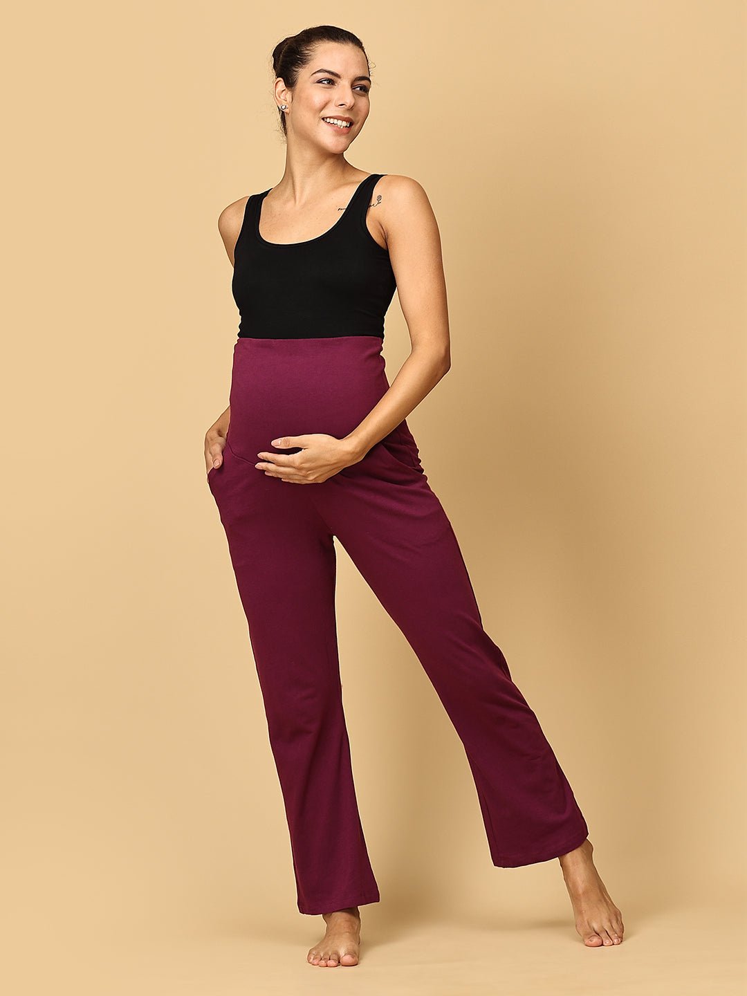  Comfy Maternity Regular Pants Grape